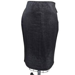 NWT Apt 9 Poly/Spandex Pencil Skirt Black Metallic Silver Stretch Sz L